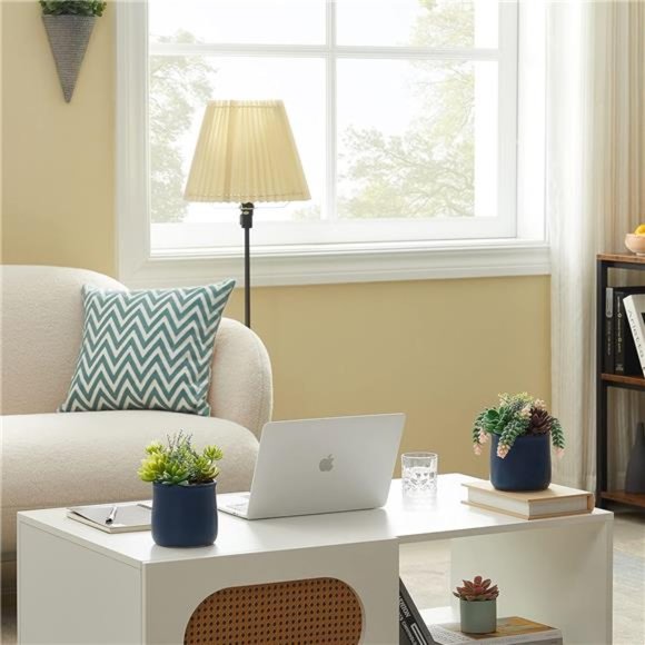 Artificial Succulent in Ceramic Pots, 2 Packs Large Faux Fake Plants Navy Blue - Picture 5 of 6